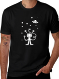 Alien UFO Graphic Black T-Shirt product image 1