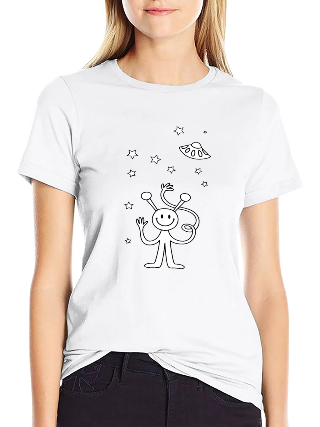 Alien UFO Graphic Black T-Shirt product image 8