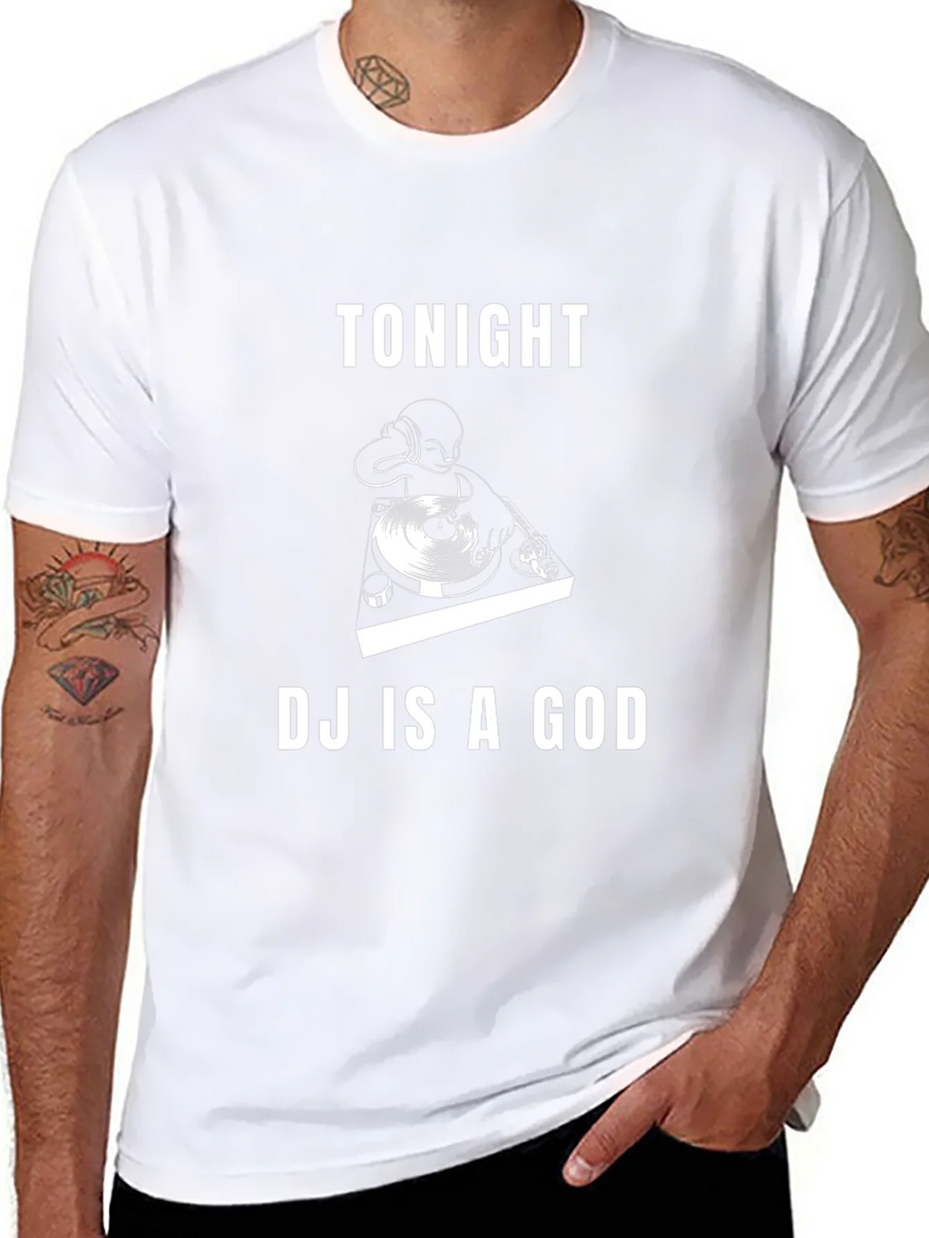 Tonight DJ Is A God Black Graphic Tee product image 7