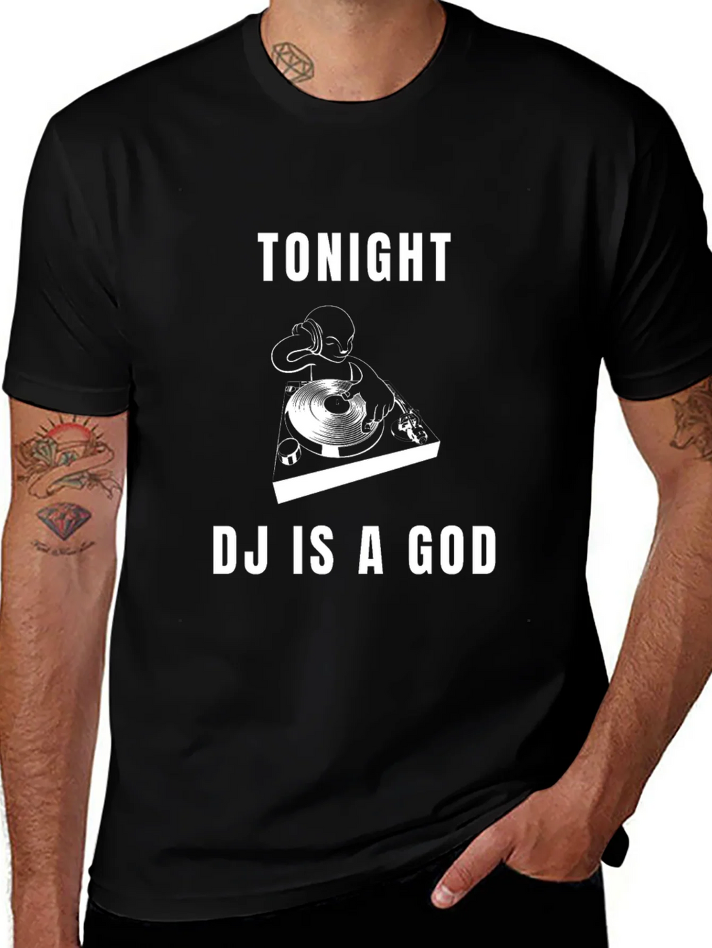 Tonight DJ Is A God Black Graphic Tee product image 1