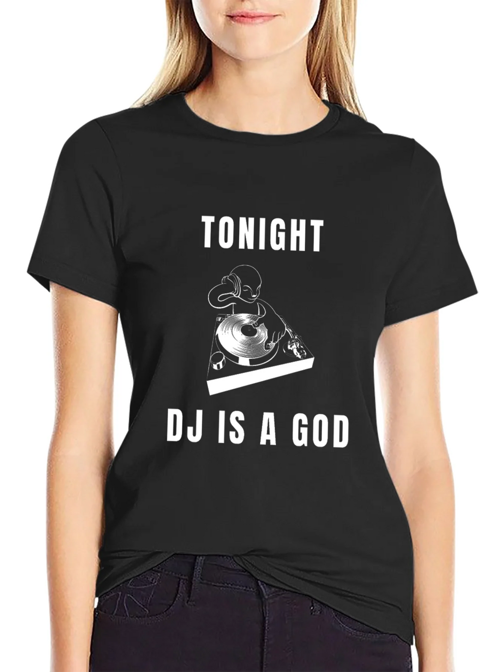 Tonight DJ Is A God Black Graphic Tee product image 2