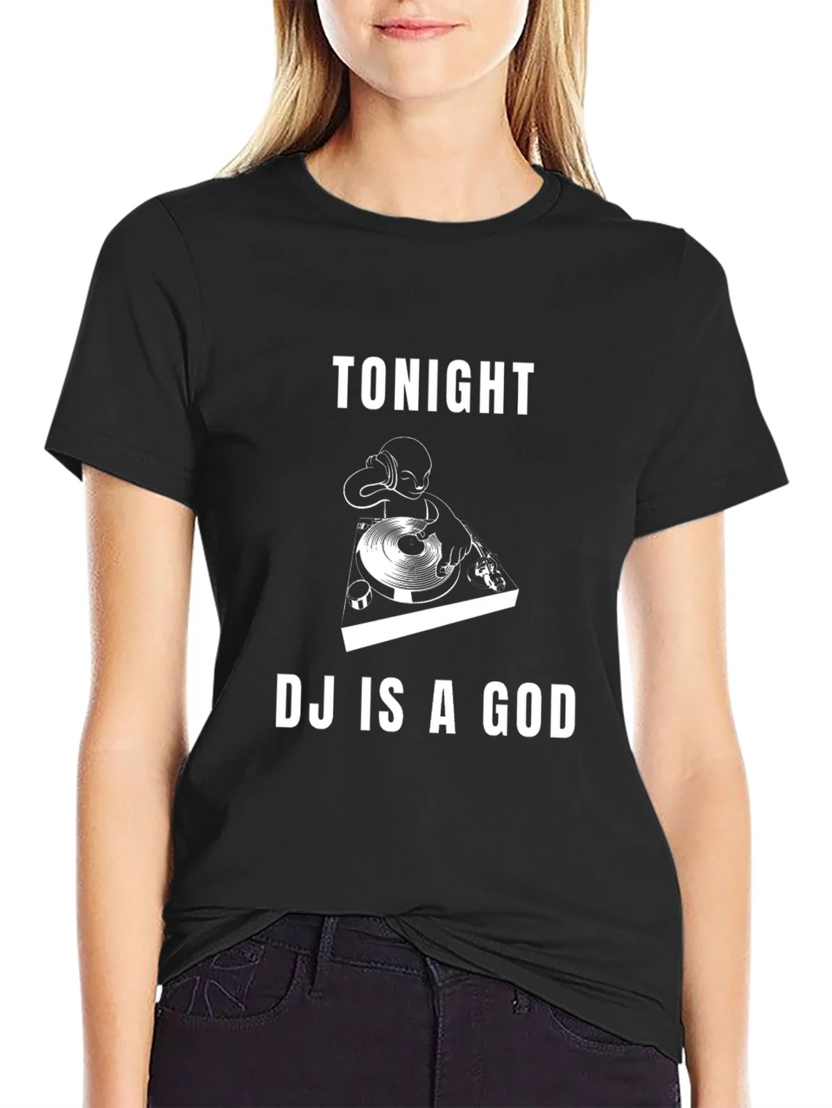 Tonight DJ Is A God Black Graphic Tee product image 2