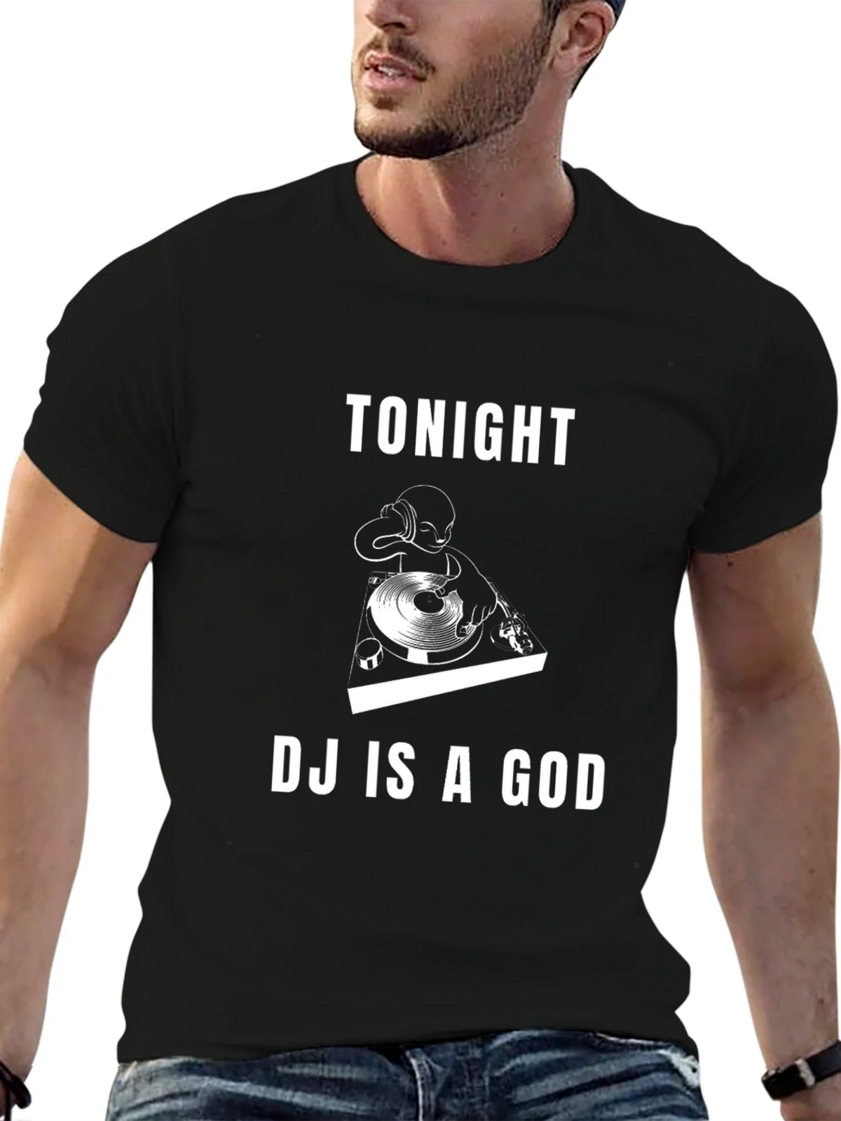 Tonight DJ Is A God Black Graphic Tee product image 6