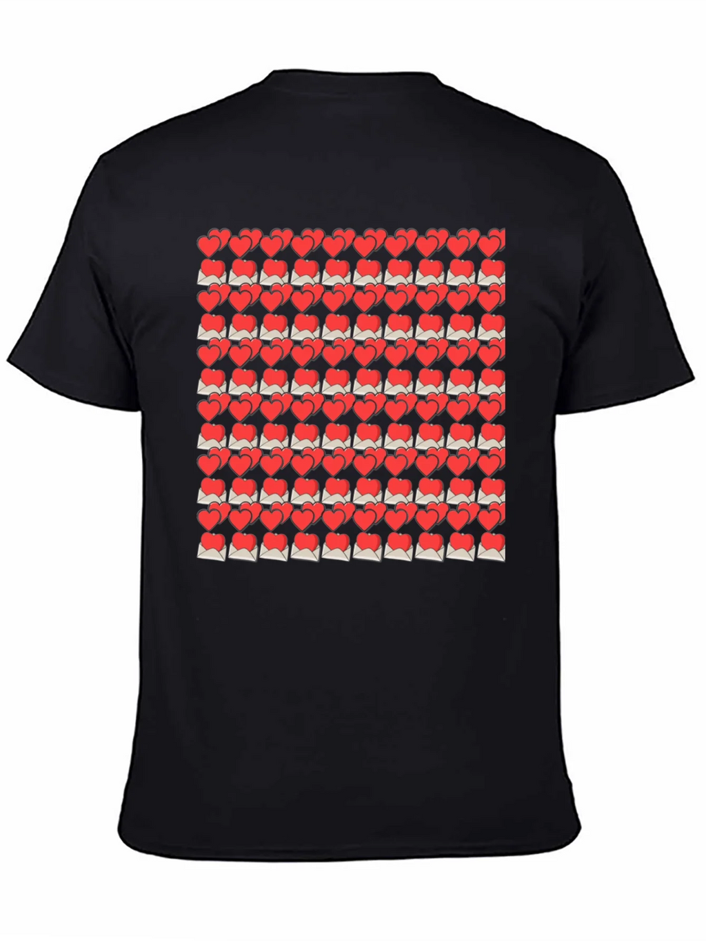 Heart Envelope Pattern Black T-Shirt product image 3
