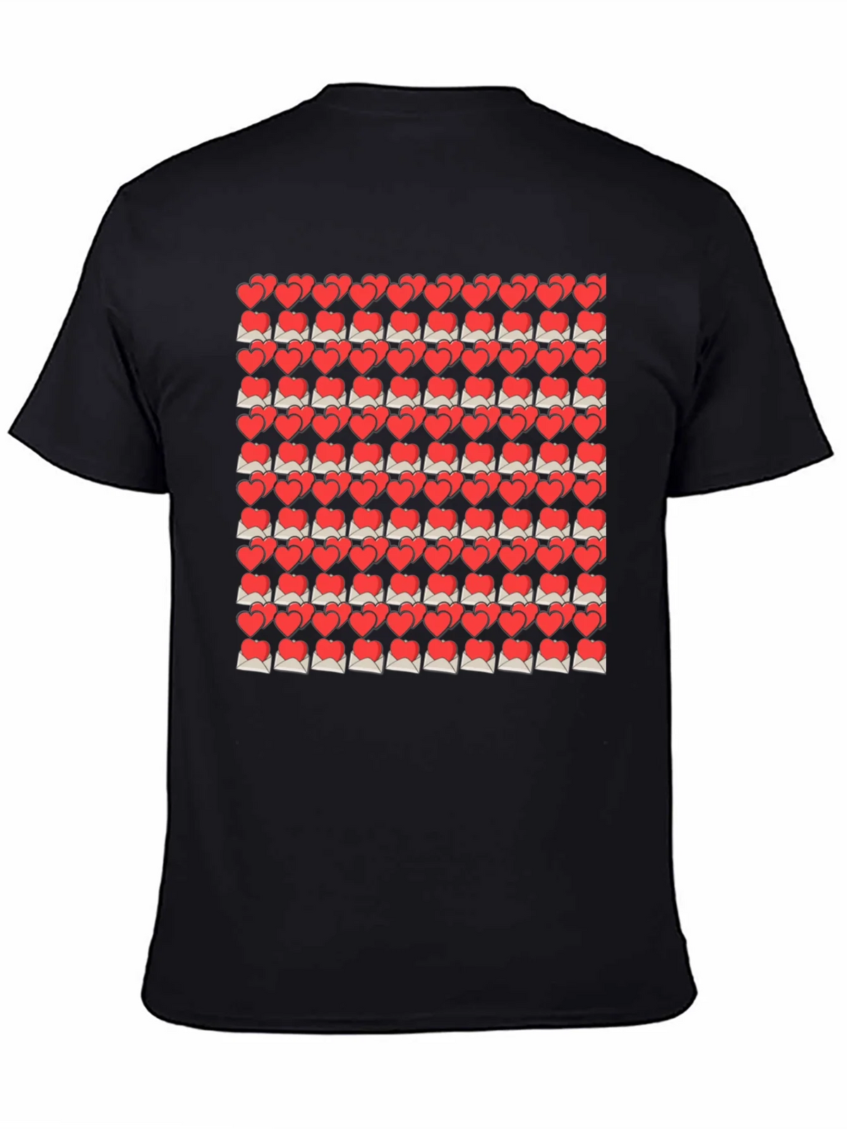 Heart Envelope Pattern Black T-Shirt product image 3