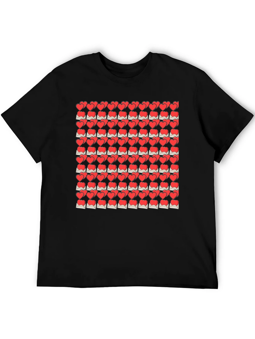 Heart Envelope Pattern Black T-Shirt product image 4