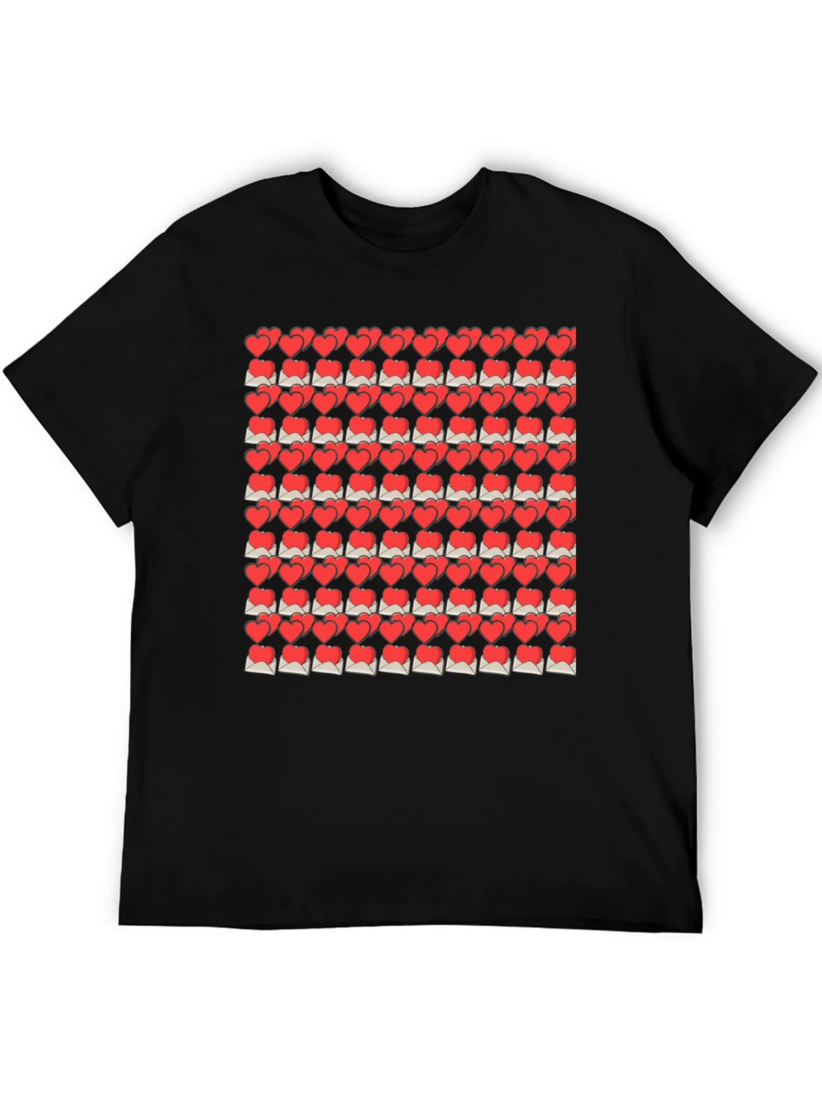 Heart Envelope Pattern Black T-Shirt product image 4