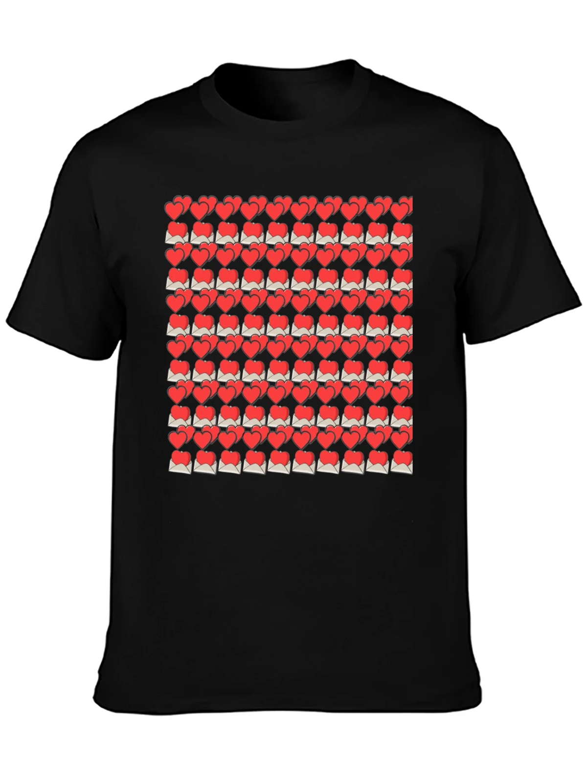 Heart Envelope Pattern Black T-Shirt product image 2