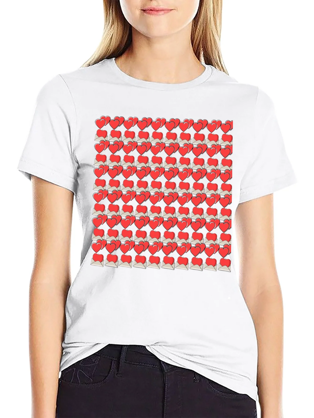 Heart Envelope Pattern Black T-Shirt product image 7
