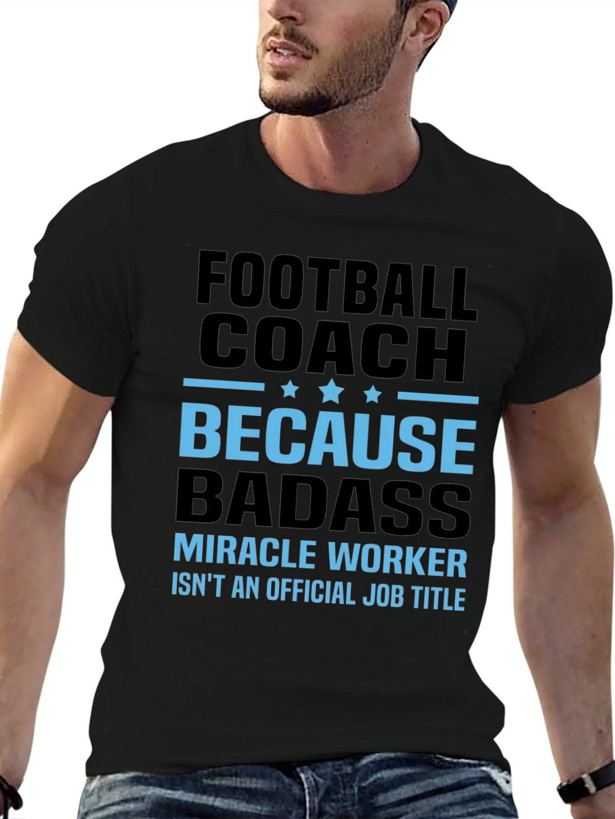 Football Coach Because Badass Graphic T-Shirt product image 6