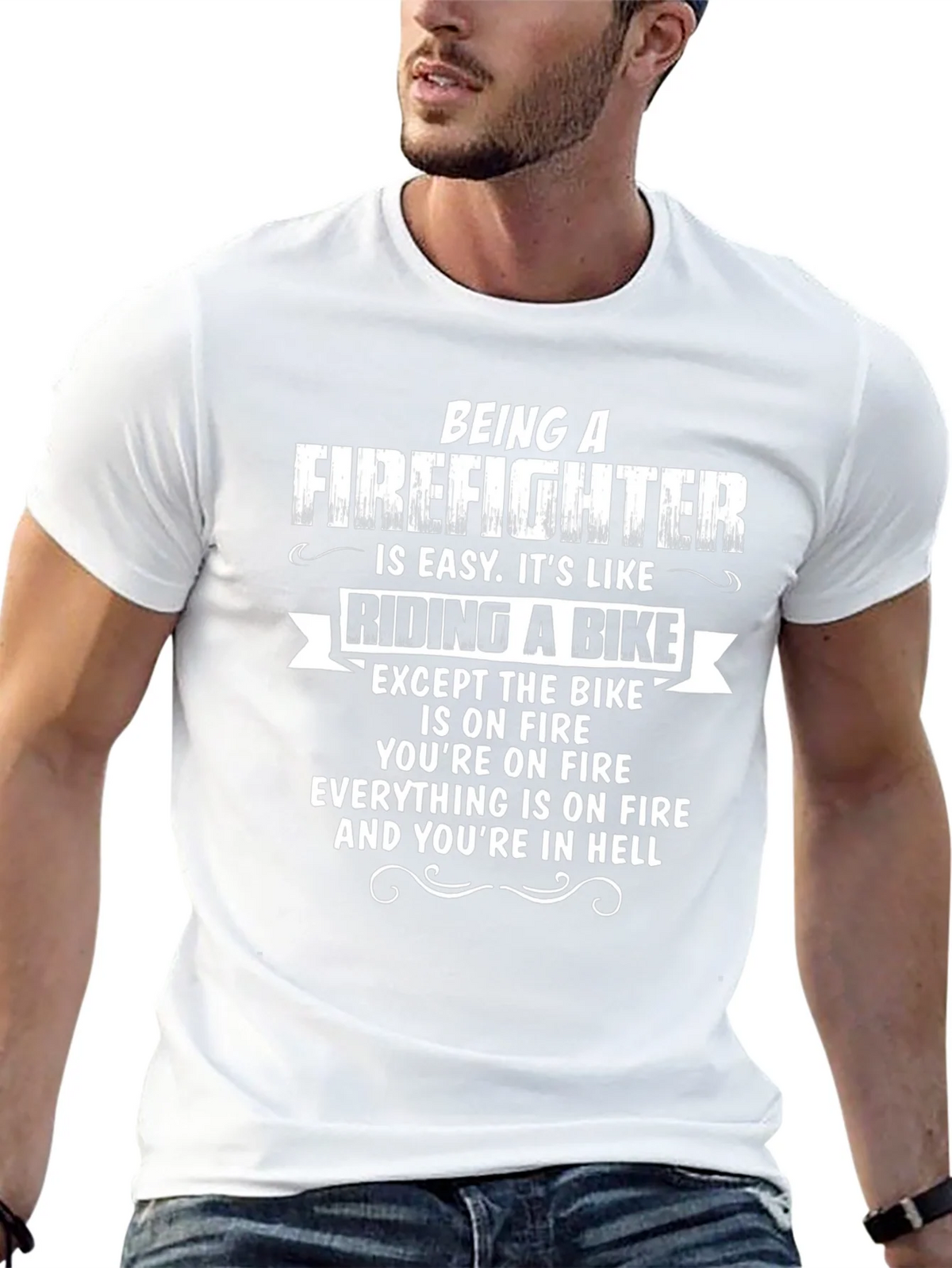 Firefighter Humor T-Shirt - Riding a Bike in Hell product image 12
