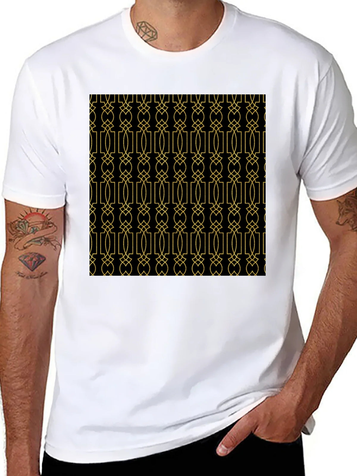 Geometric Patterned Black T-Shirt product image 7