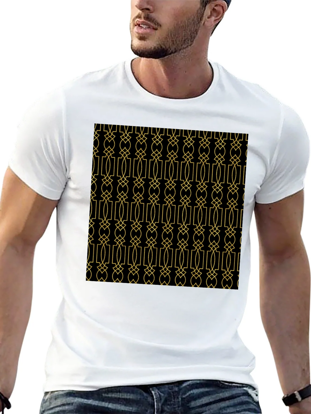Geometric Patterned Black T-Shirt product image 12