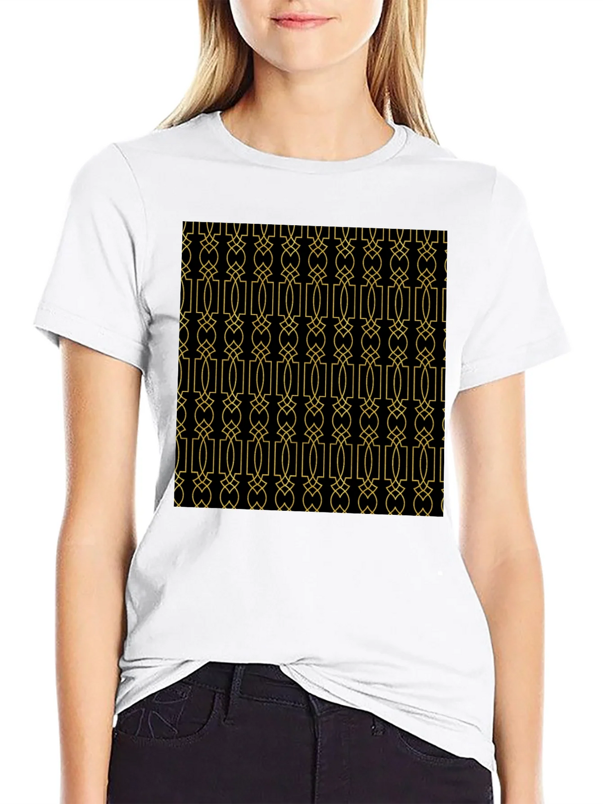 Geometric Patterned Black T-Shirt product image 8
