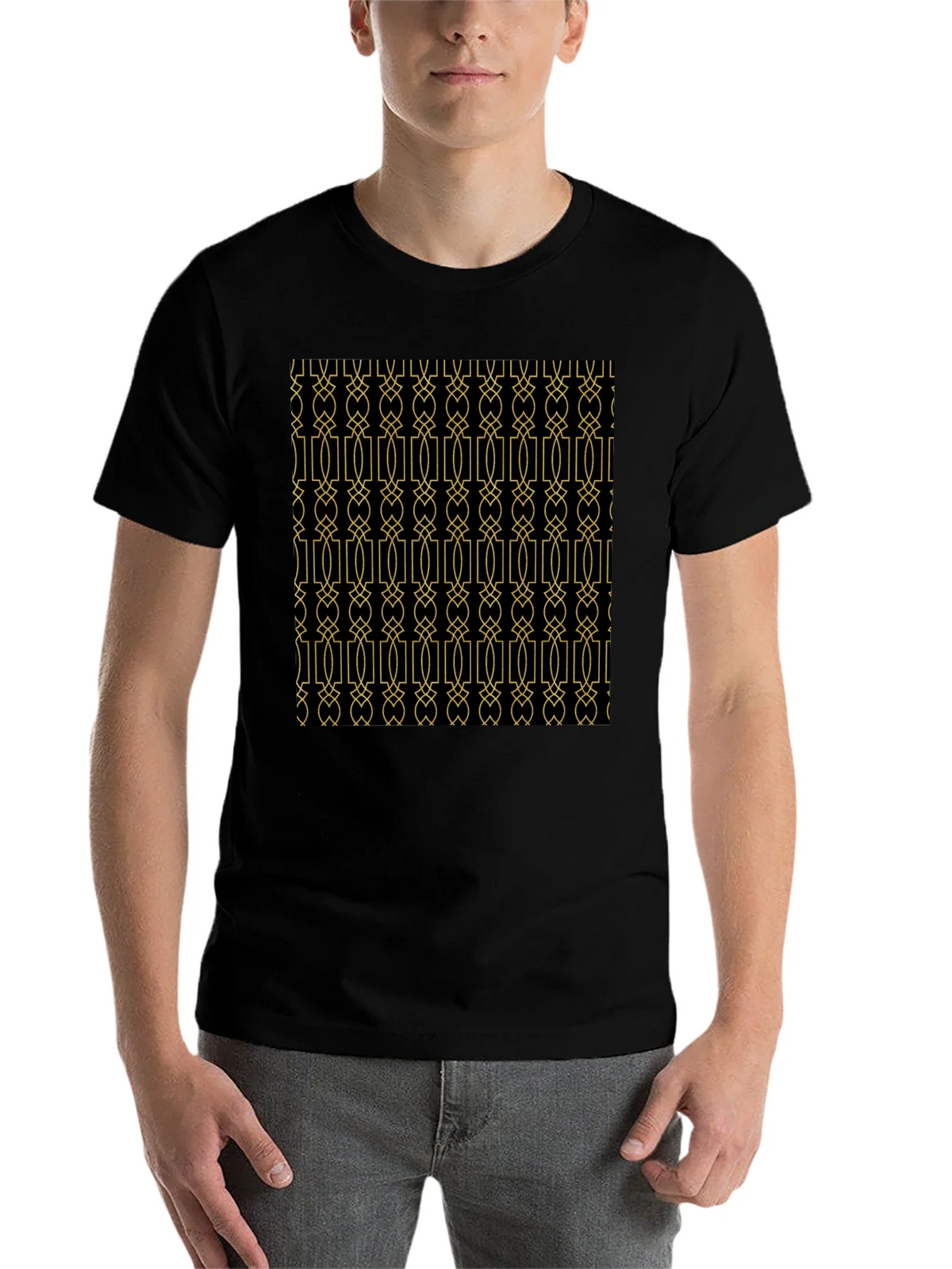 Geometric Patterned Black T-Shirt product image 4
