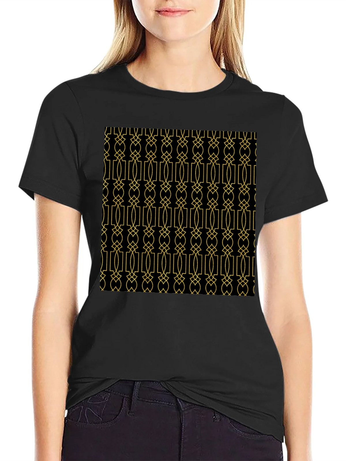Geometric Patterned Black T-Shirt product image 2
