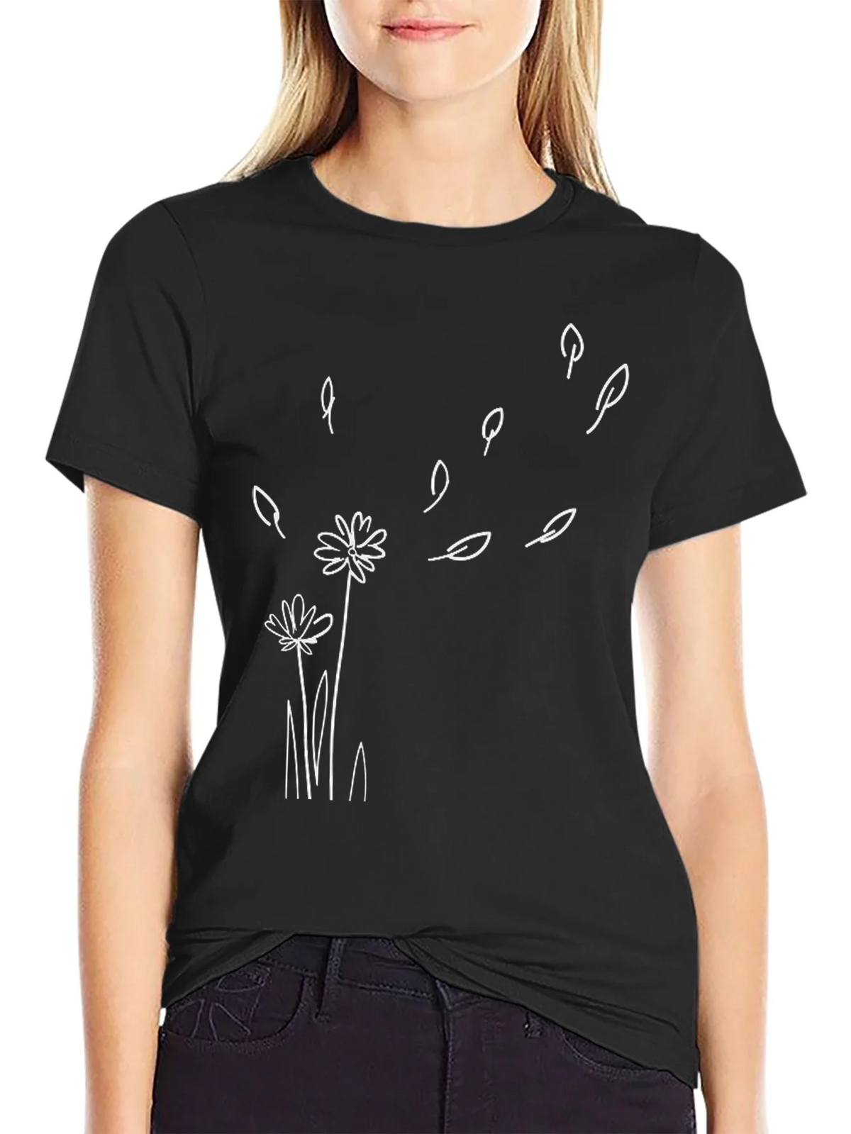 Dandelion Wind Black T-Shirt - Casual Graphic Tee product image 2