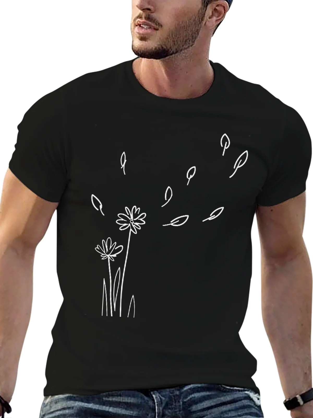 Dandelion Wind Black T-Shirt - Casual Graphic Tee product image 6