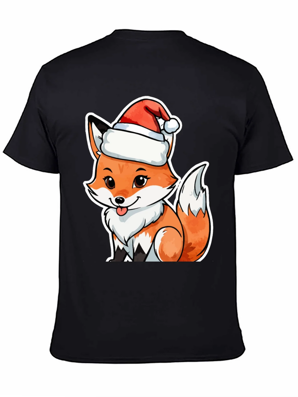 Cute Fox in Santa Hat Graphic Tee
