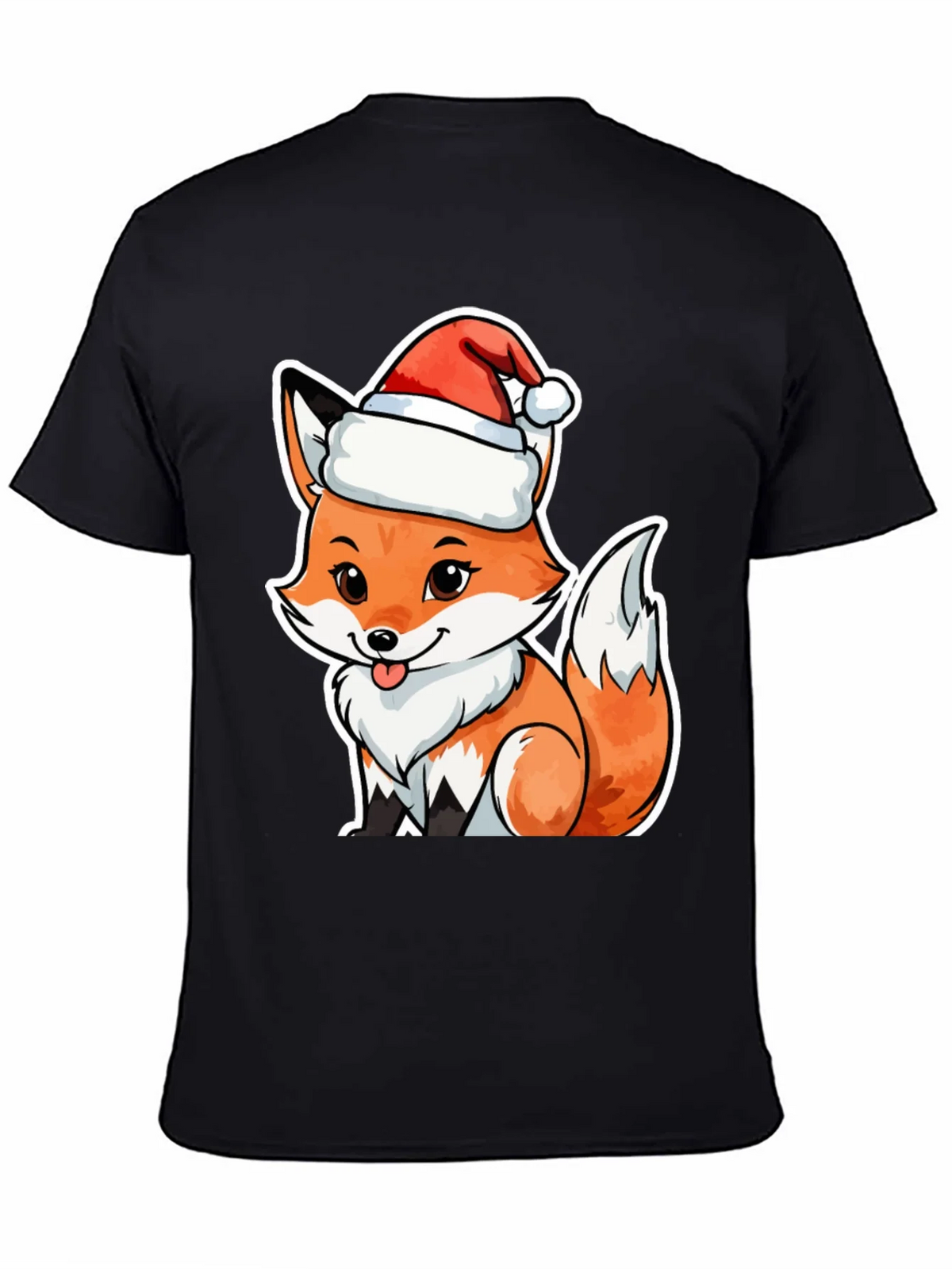 Cute Fox in Santa Hat Graphic Tee