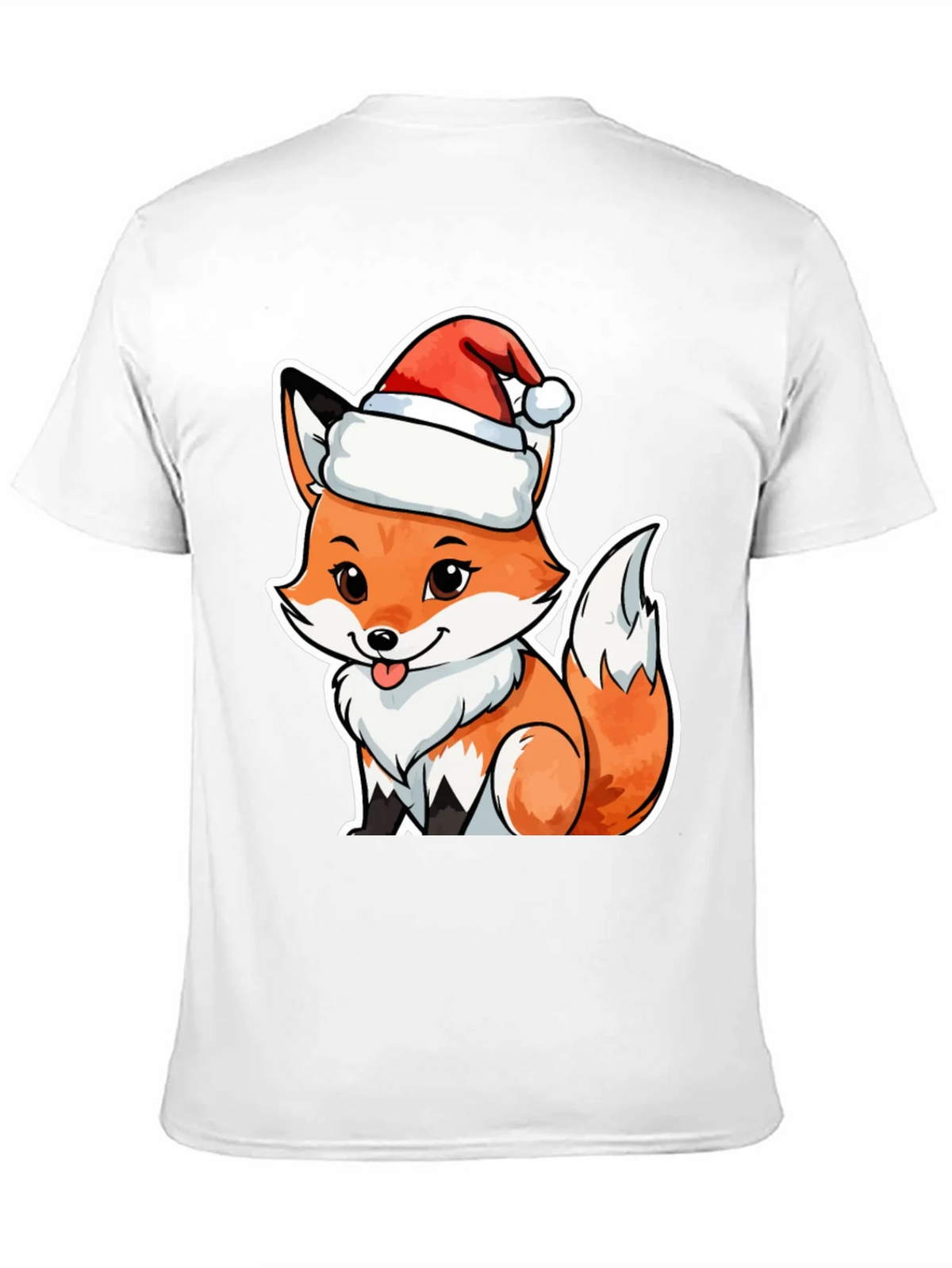 Cute Fox in Santa Hat Graphic Tee
