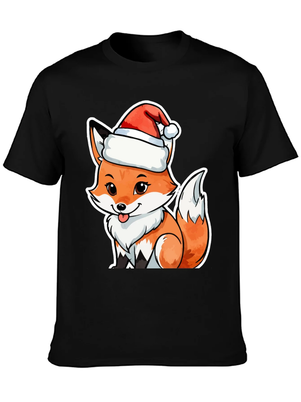 Cute Fox in Santa Hat Graphic Tee