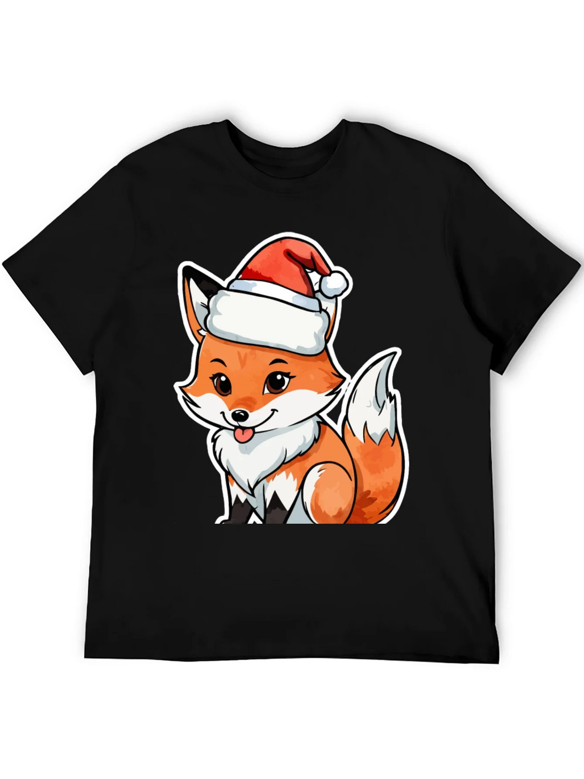 Cute Fox in Santa Hat Graphic Tee