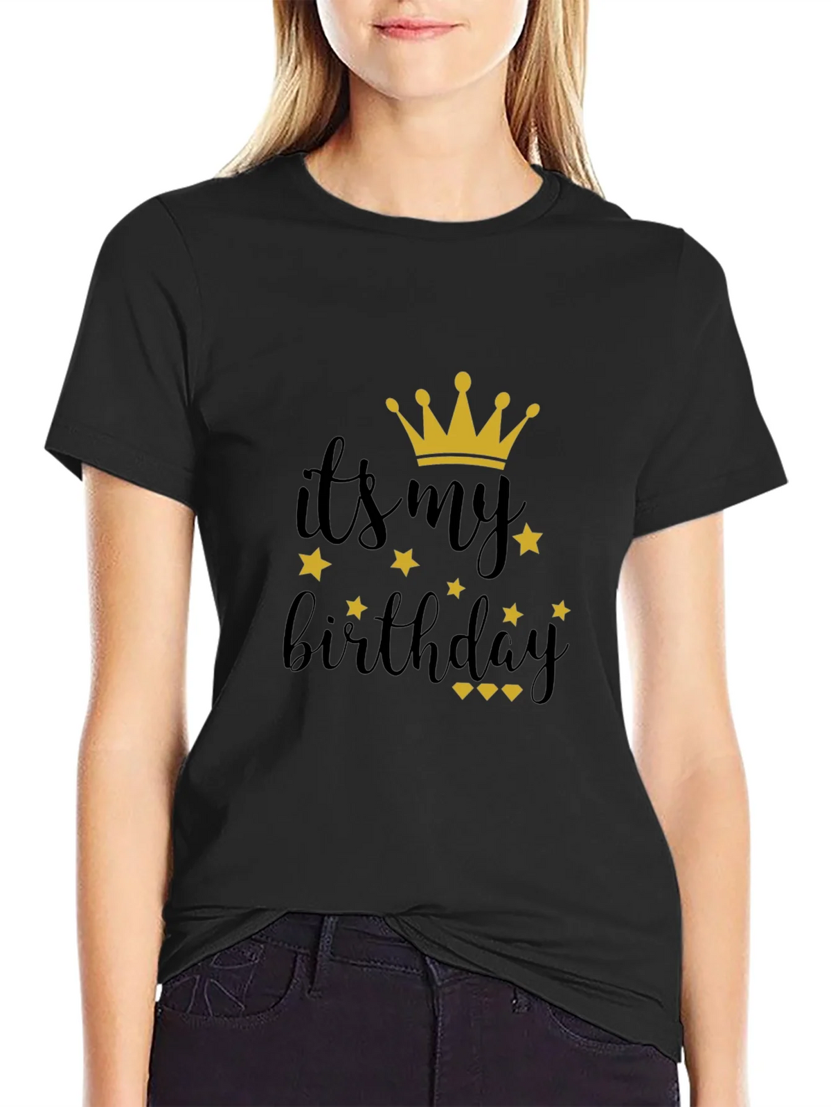 Its My Birthday Black T-Shirt with Crown product image 2