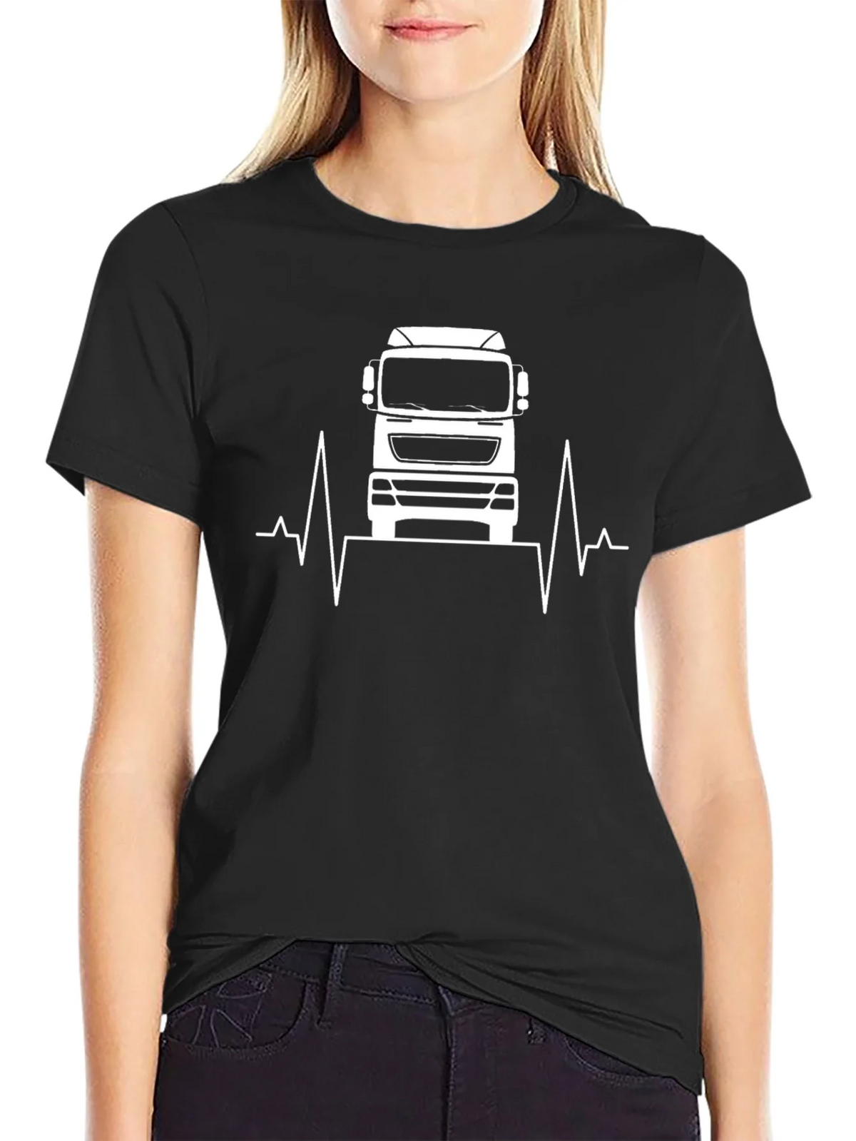 Truck Heartbeat Graphic T-Shirt - Black product image 2
