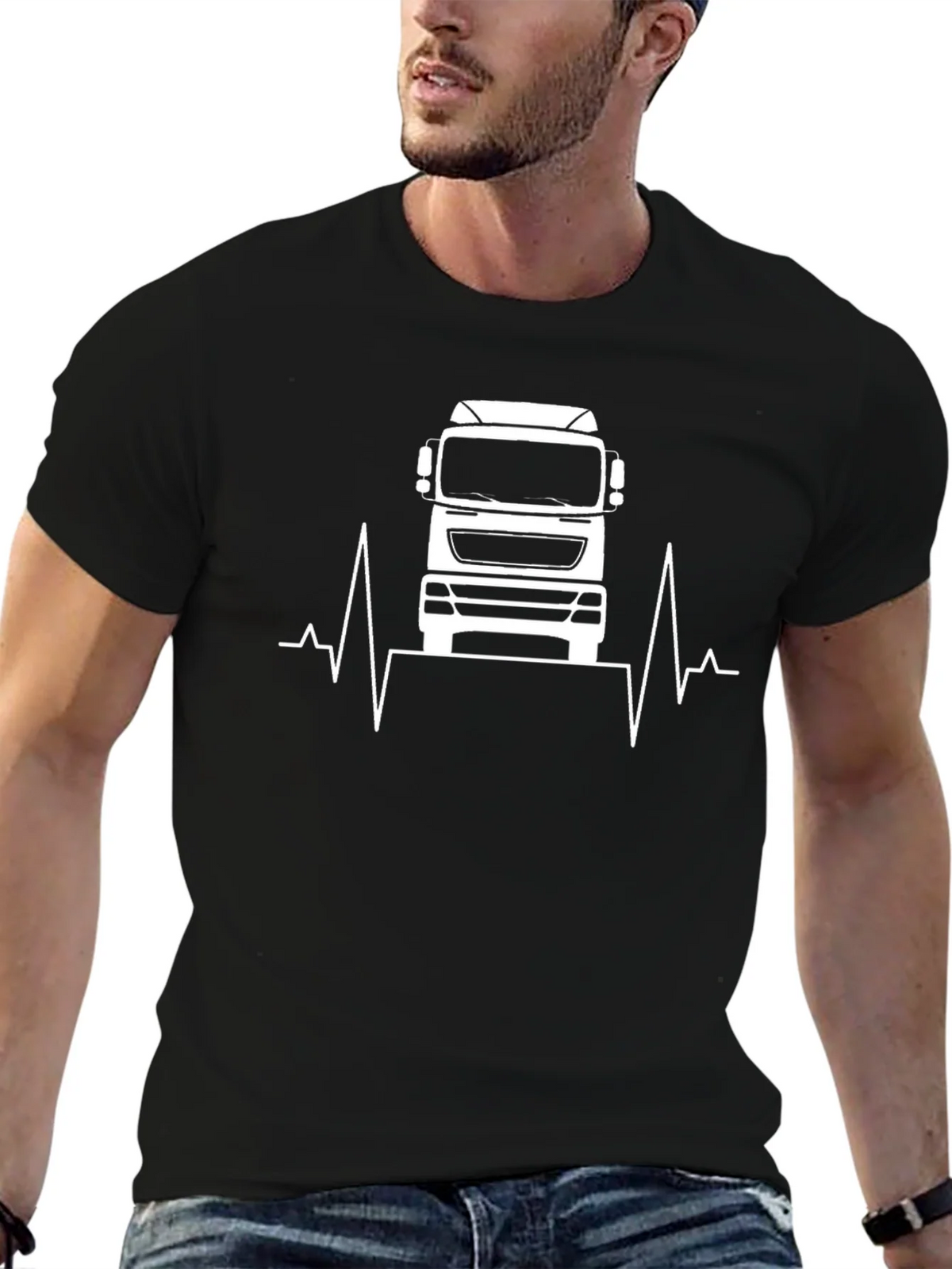 Truck Heartbeat Graphic T-Shirt - Black product image 6