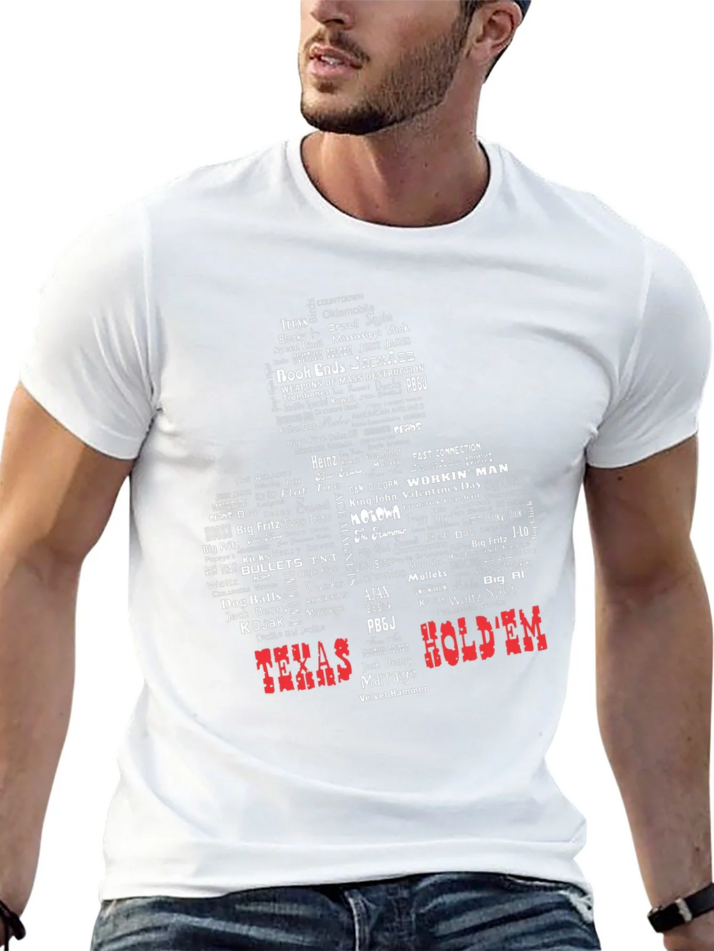 Texas Holdem Word Art Graphic T-Shirt - Novelty Design product image 8