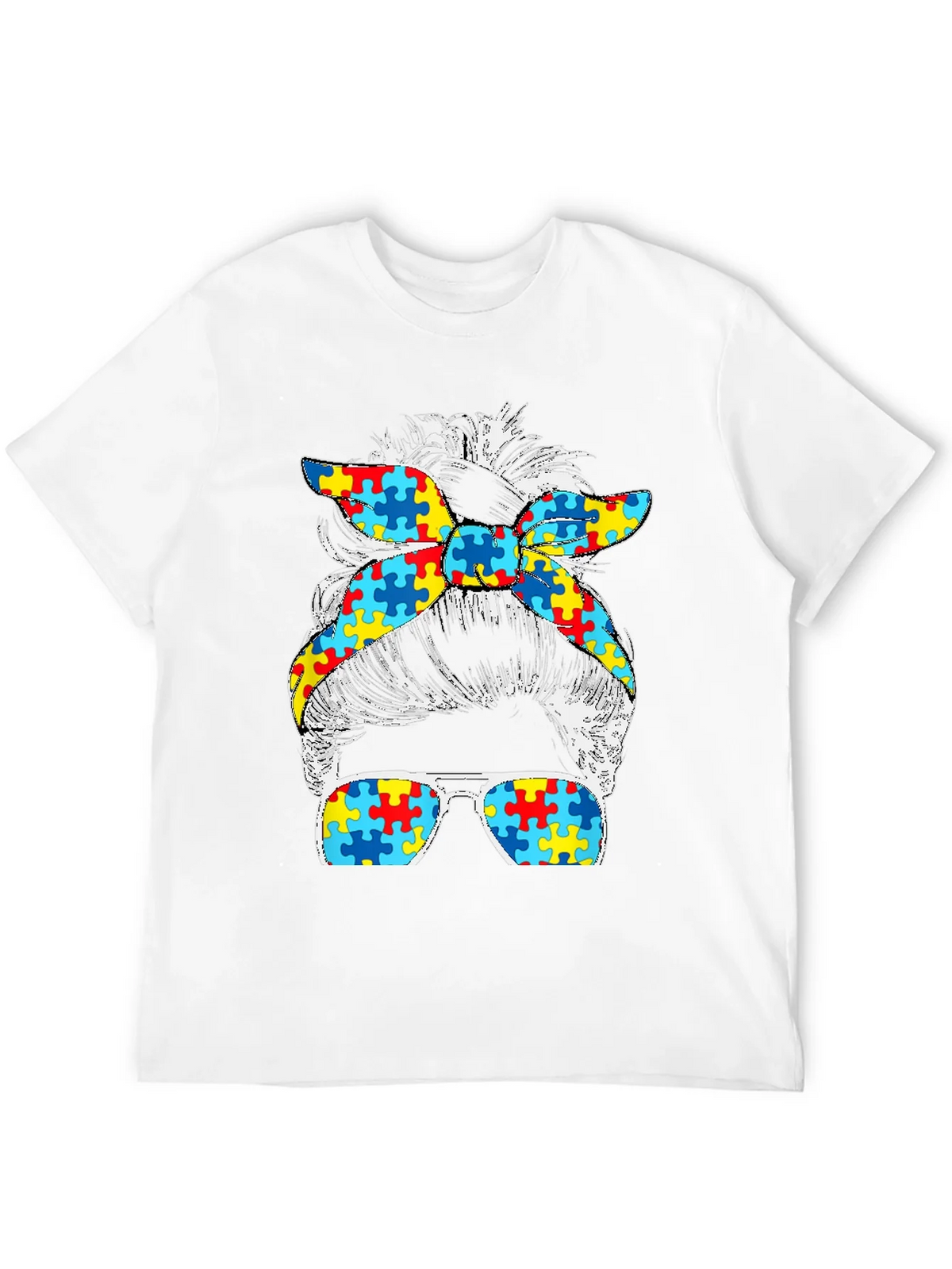 Autism Awareness Messy Bun T-Shirt product image 11
