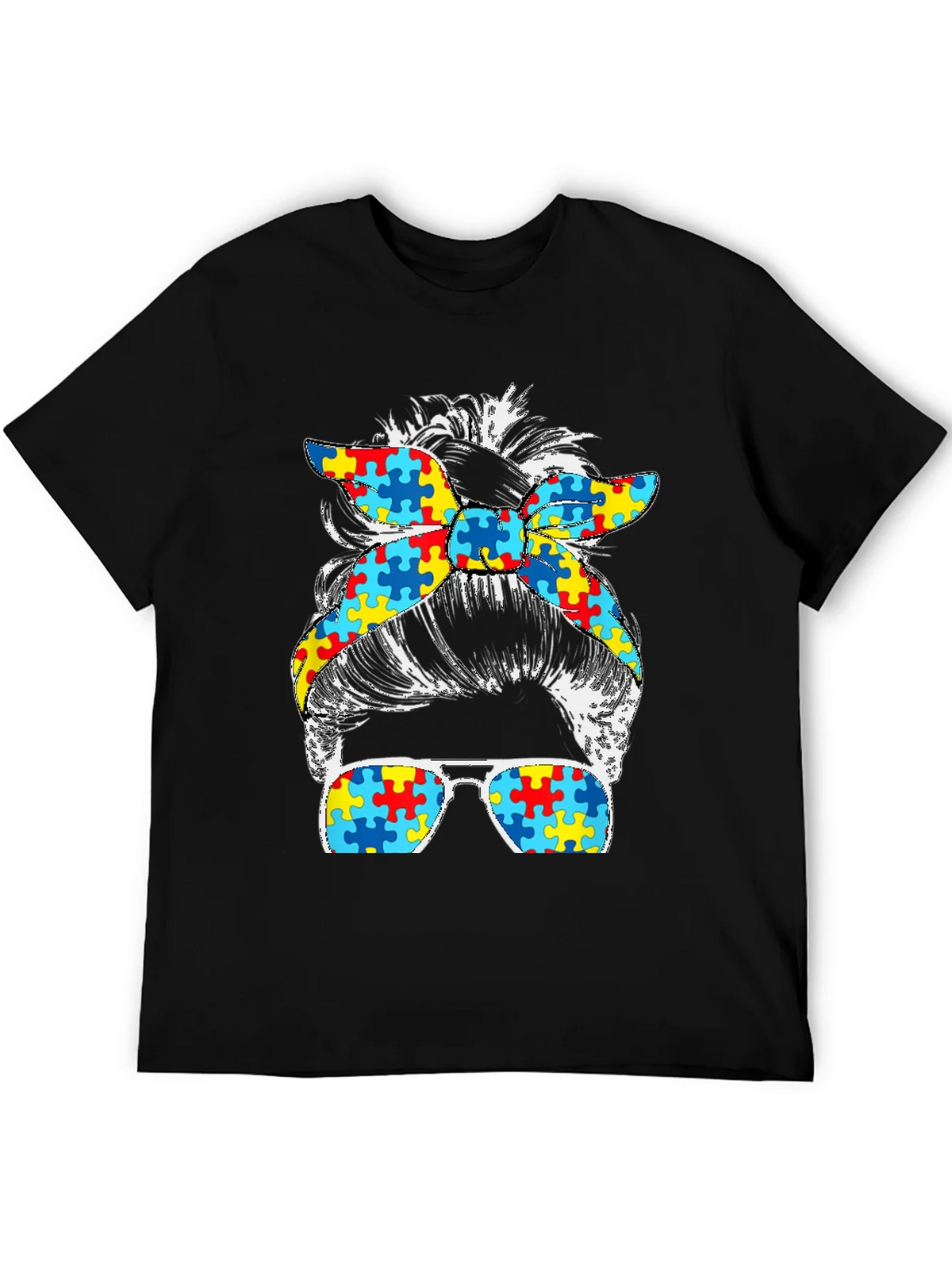 Autism Awareness Messy Bun T-Shirt product image 5
