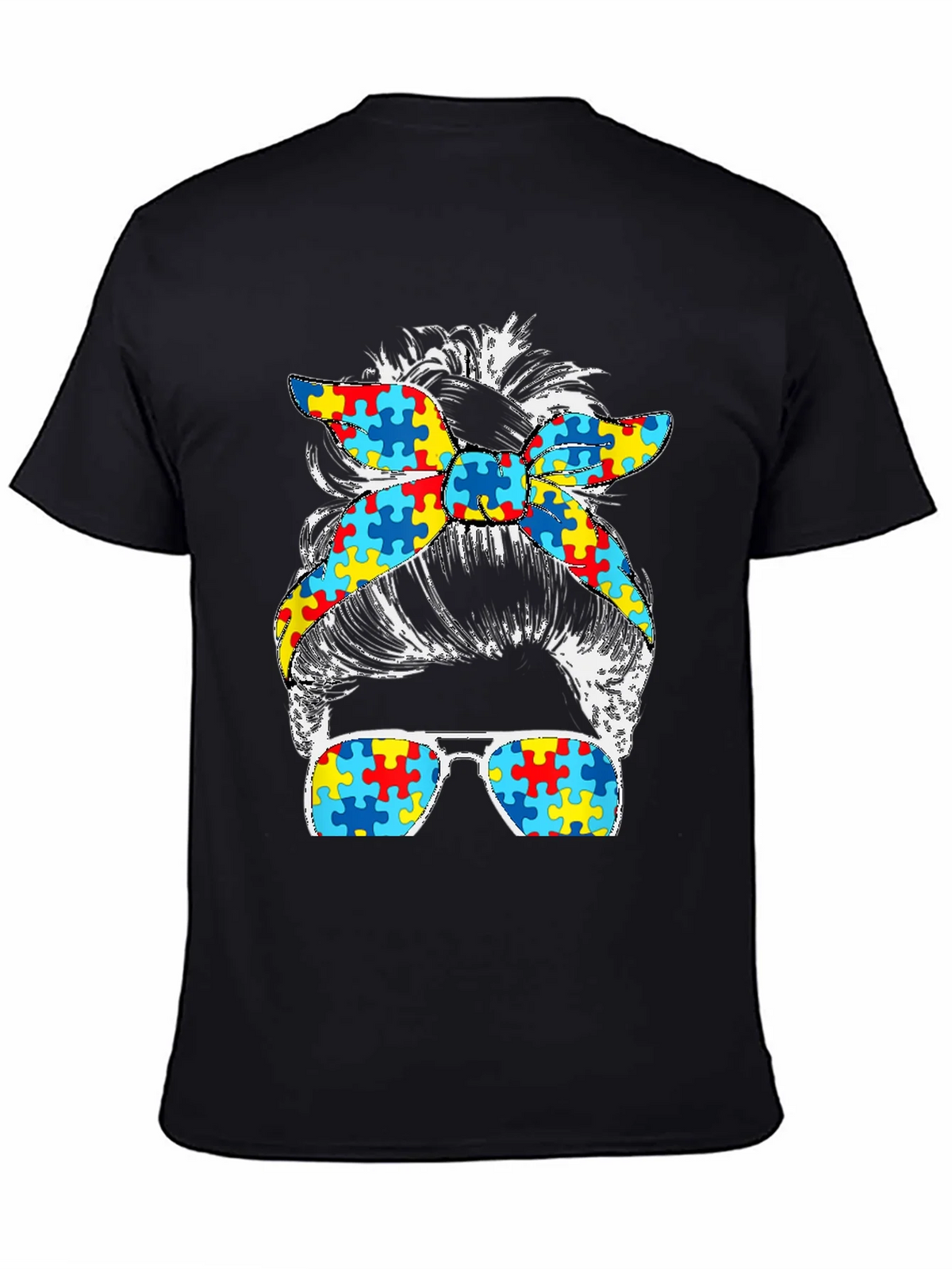 Autism Awareness Messy Bun T-Shirt product image 4