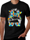 Autism Awareness Messy Bun T-Shirt product image 1