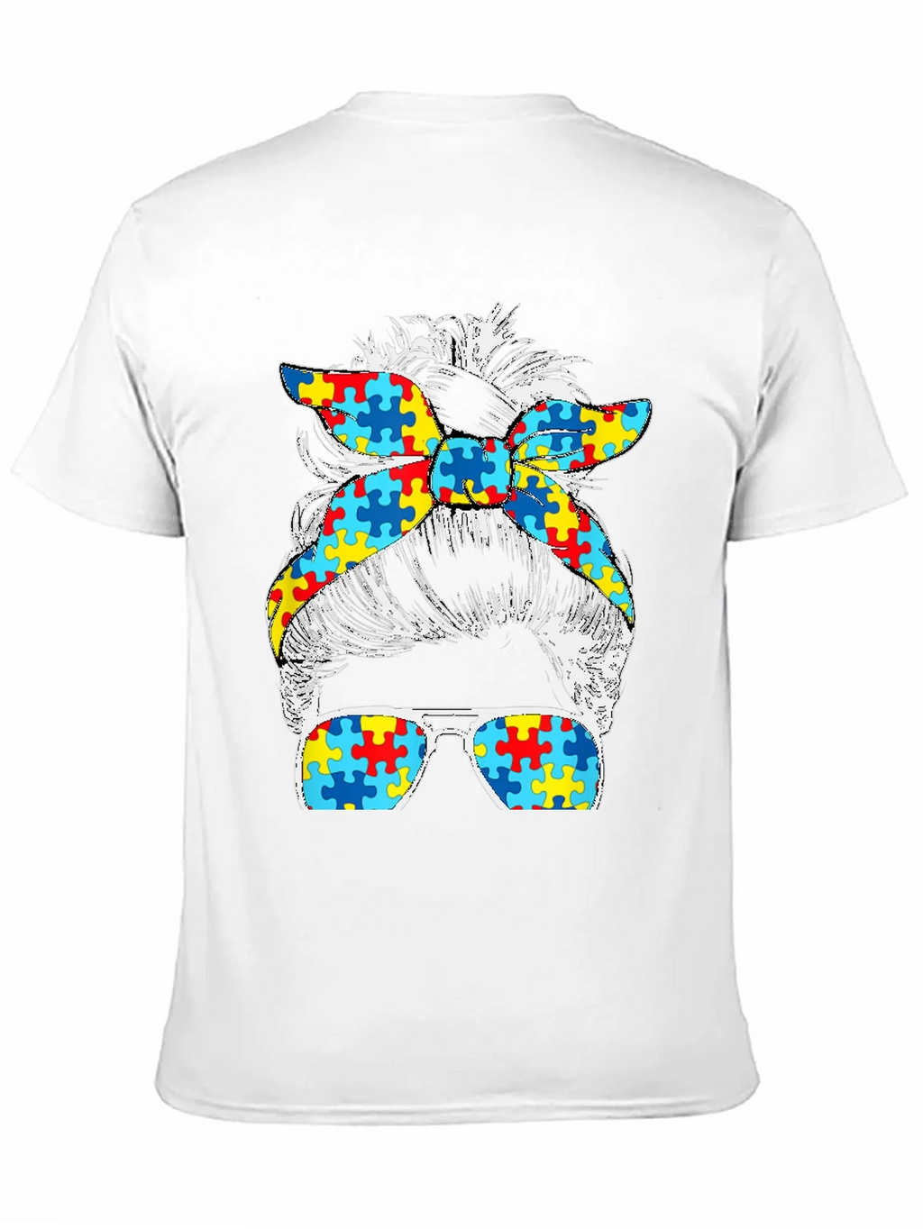 Autism Awareness Messy Bun T-Shirt product image 10