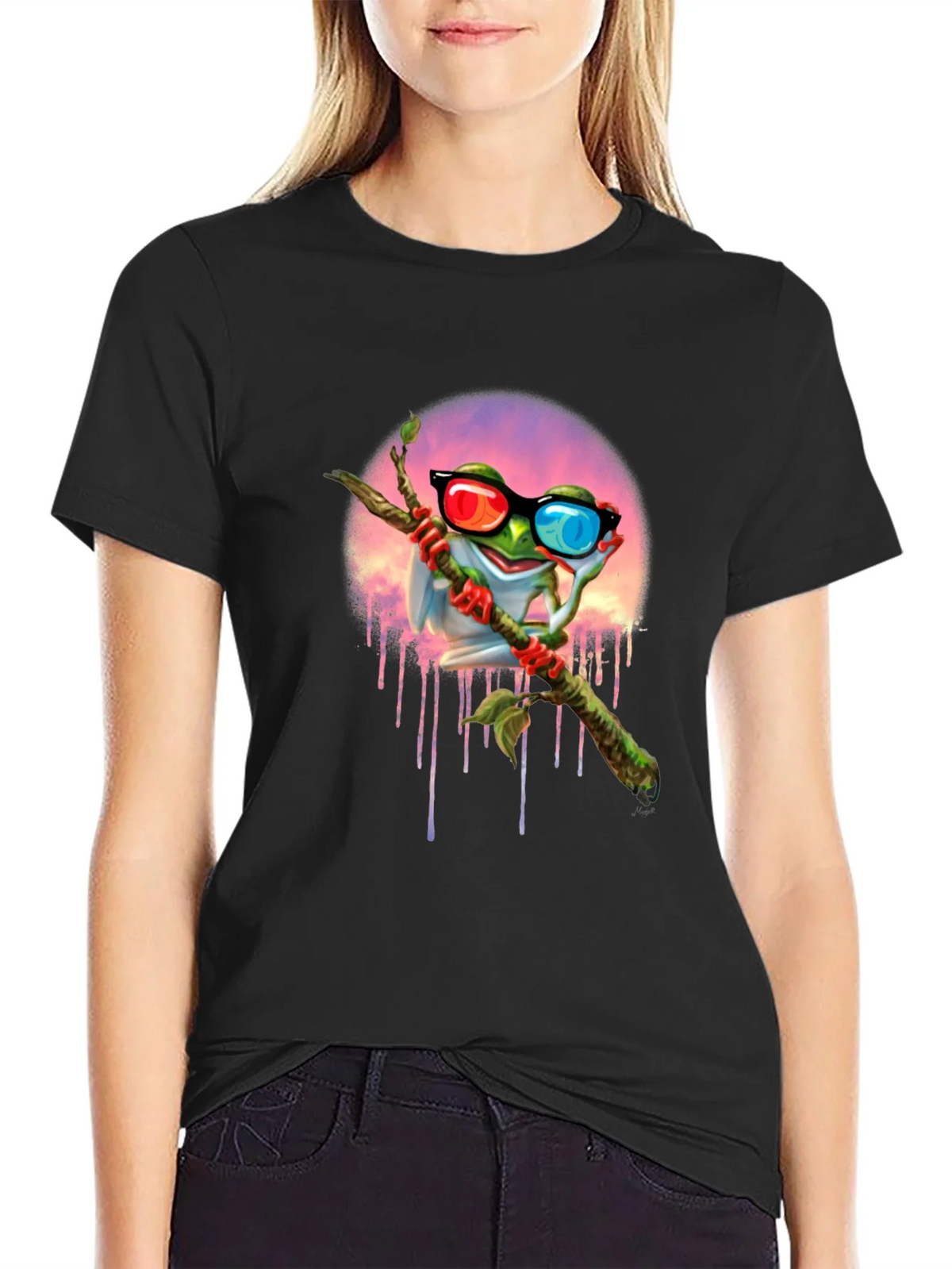Frog with 3D Glasses Graphic T-Shirt product image 2
