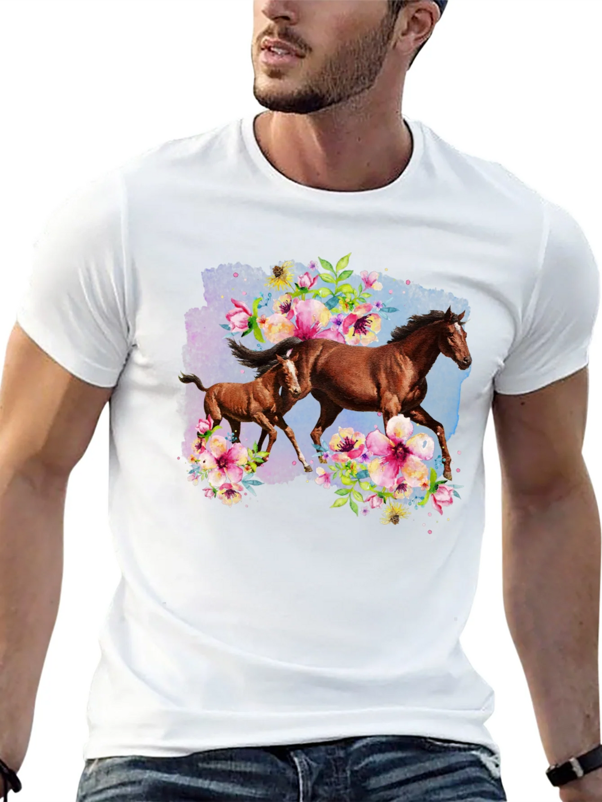Horse & Floral Black T-Shirt product image 9