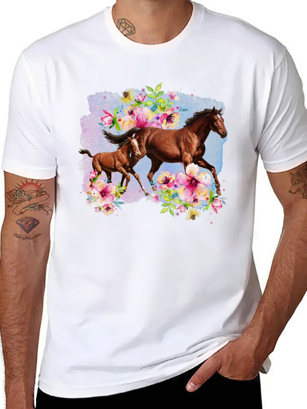 Horse & Floral Black T-Shirt product image 4