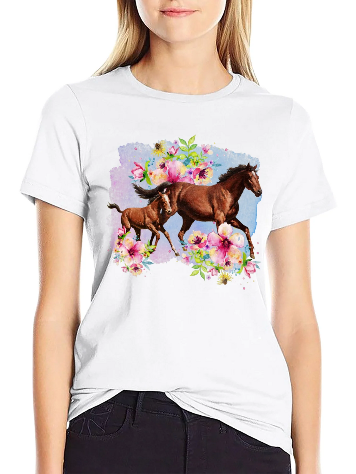 Horse & Floral Black T-Shirt product image 5