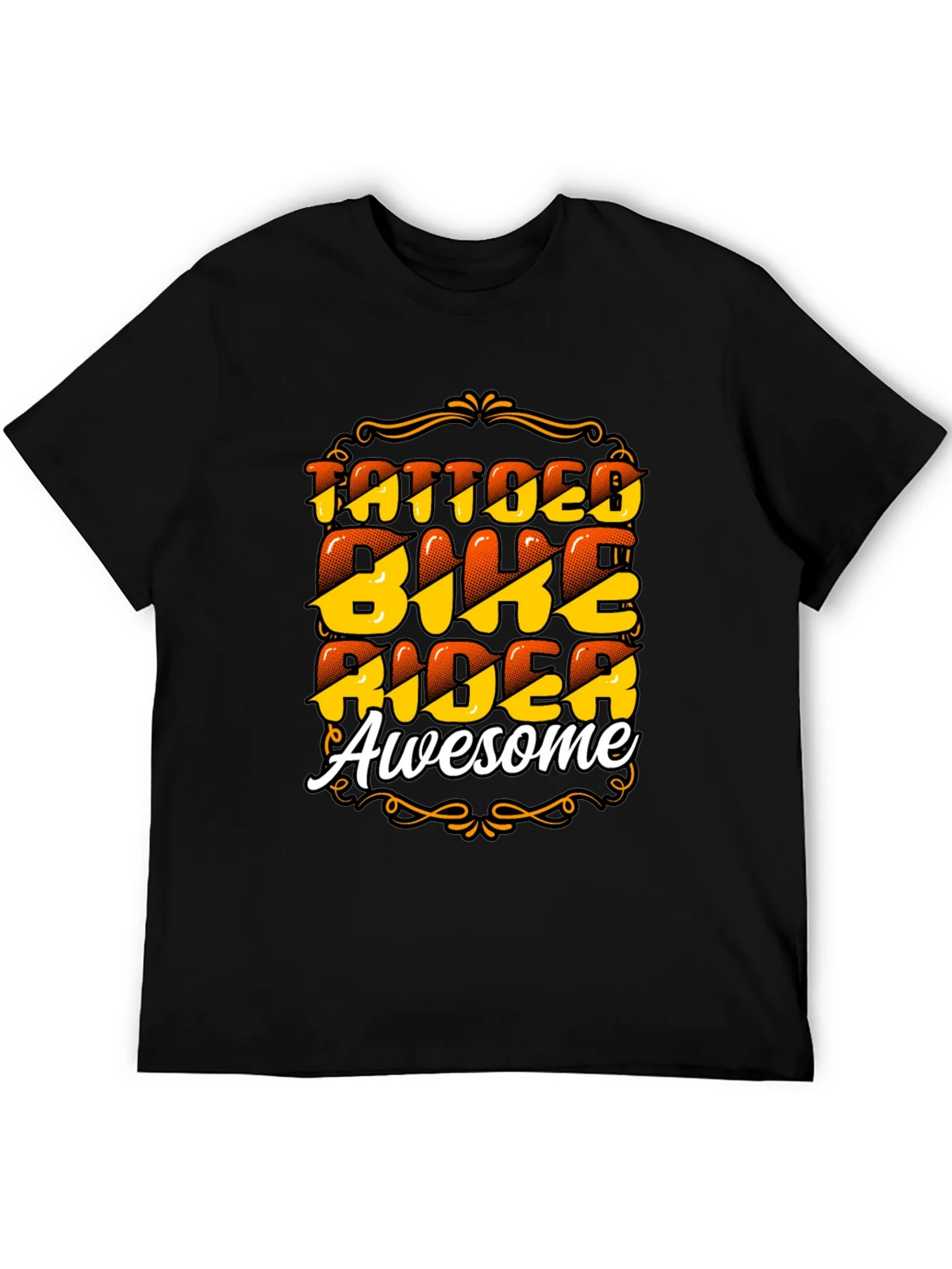 Tattooed Biker Awesome Black T-Shirt product image 2