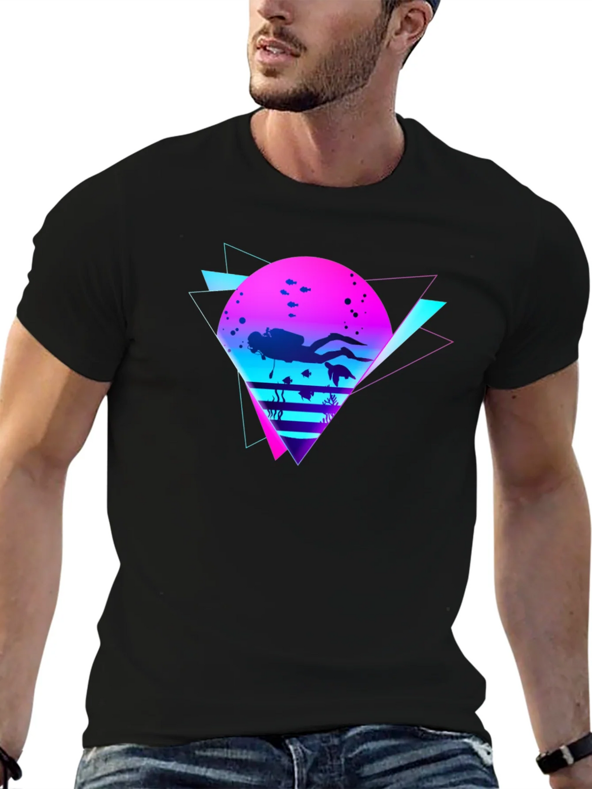 Retro Diver Graphic Tee - Black product image 6