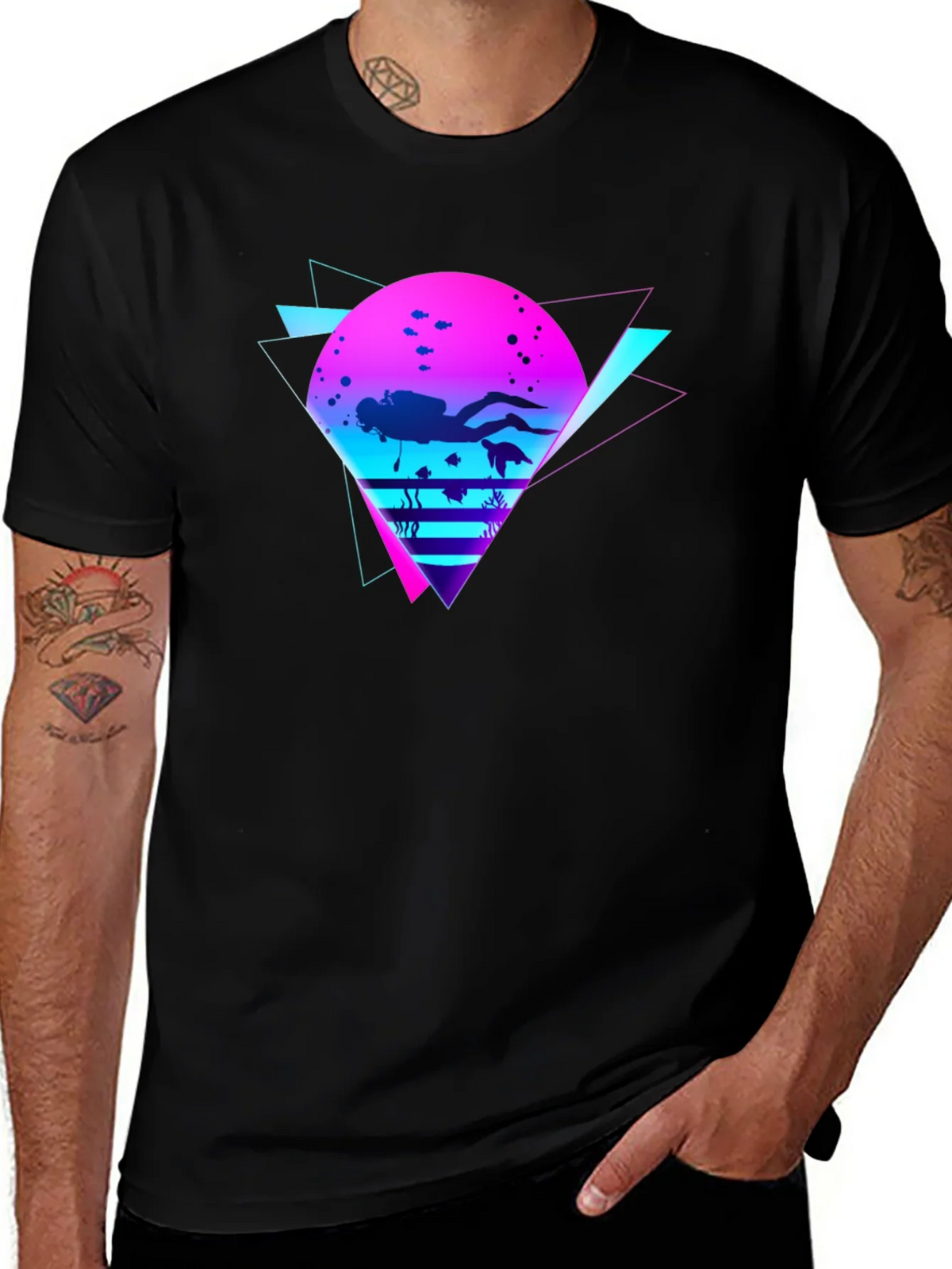 Retro Diver Graphic Tee - Black product image 1