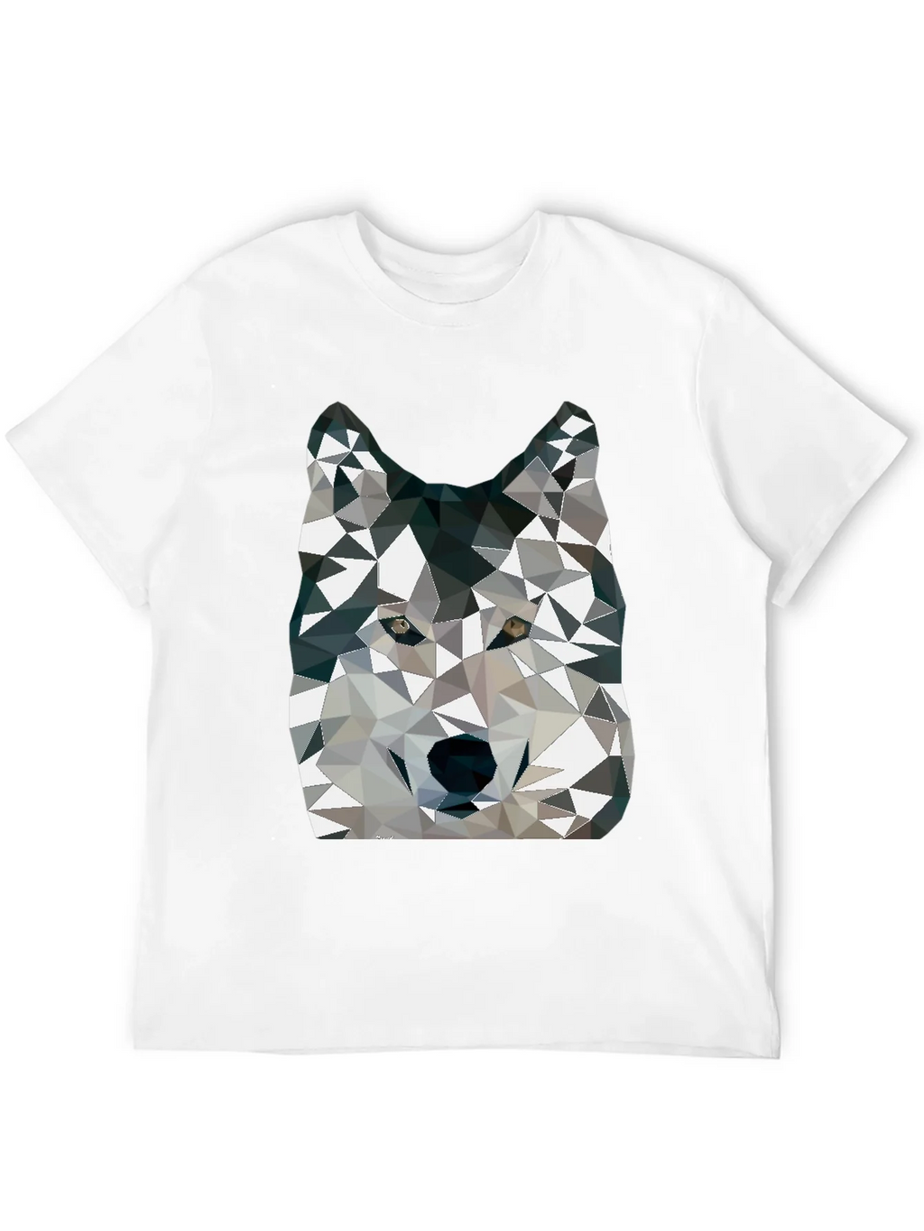 Geometric Wolf Graphic Print Crew Neck T-Shirt product image 2