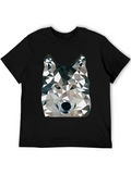 Geometric Wolf Graphic Print Crew Neck T-Shirt product image 1