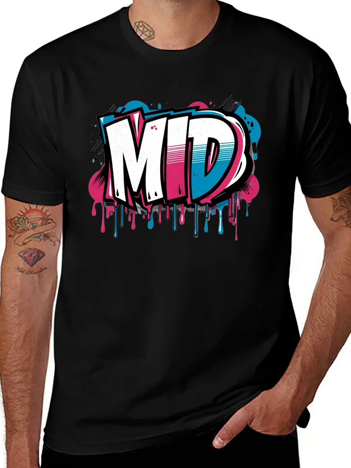Mens Black Graphic T-Shirt - MID Graffiti Design product image 1