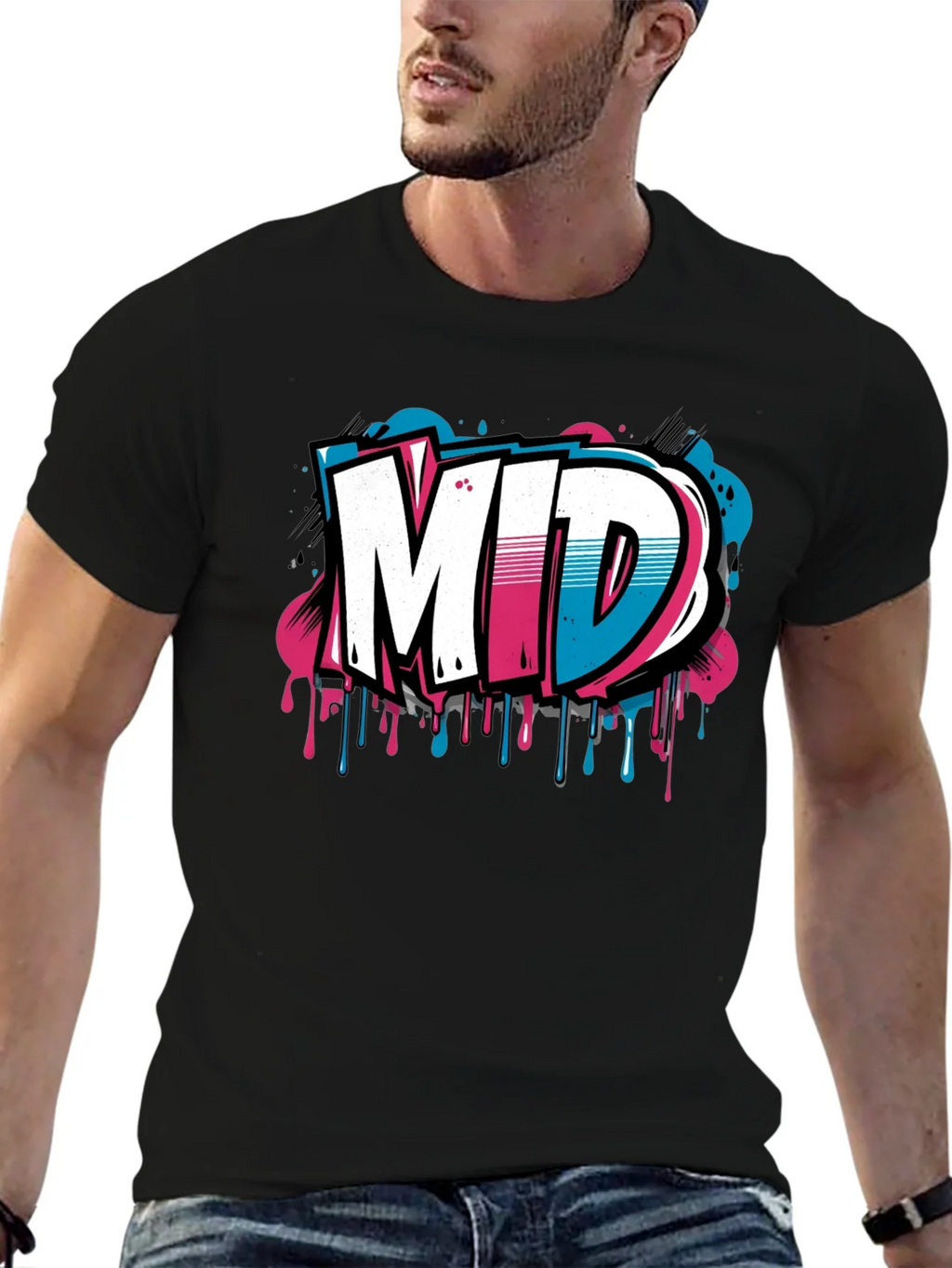 Mens Black Graphic T-Shirt - MID Graffiti Design product image 6