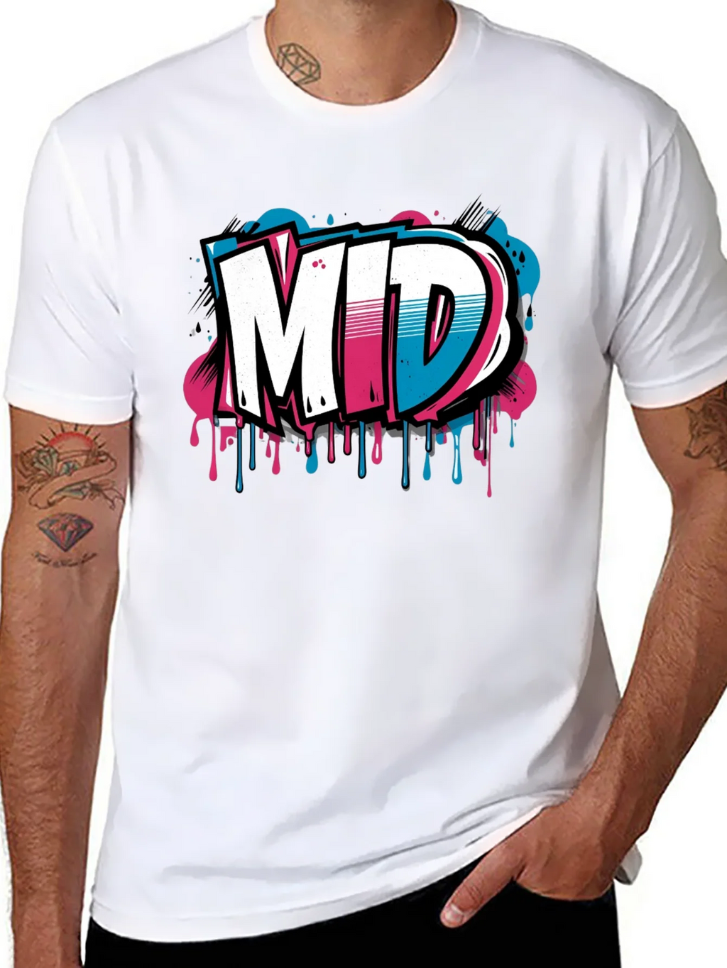 Mens Black Graphic T-Shirt - MID Graffiti Design product image 7