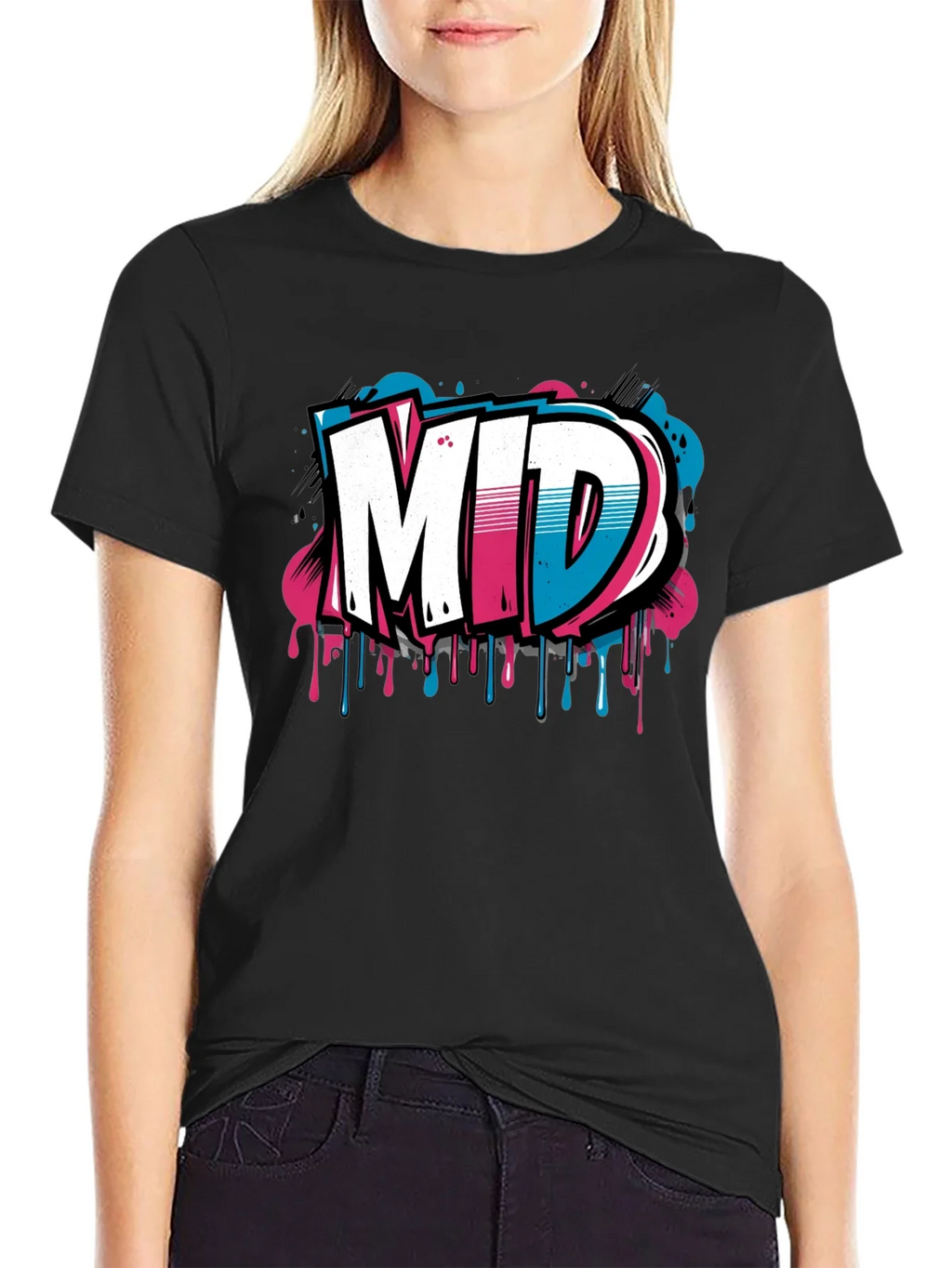 Mens Black Graphic T-Shirt - MID Graffiti Design product image 2