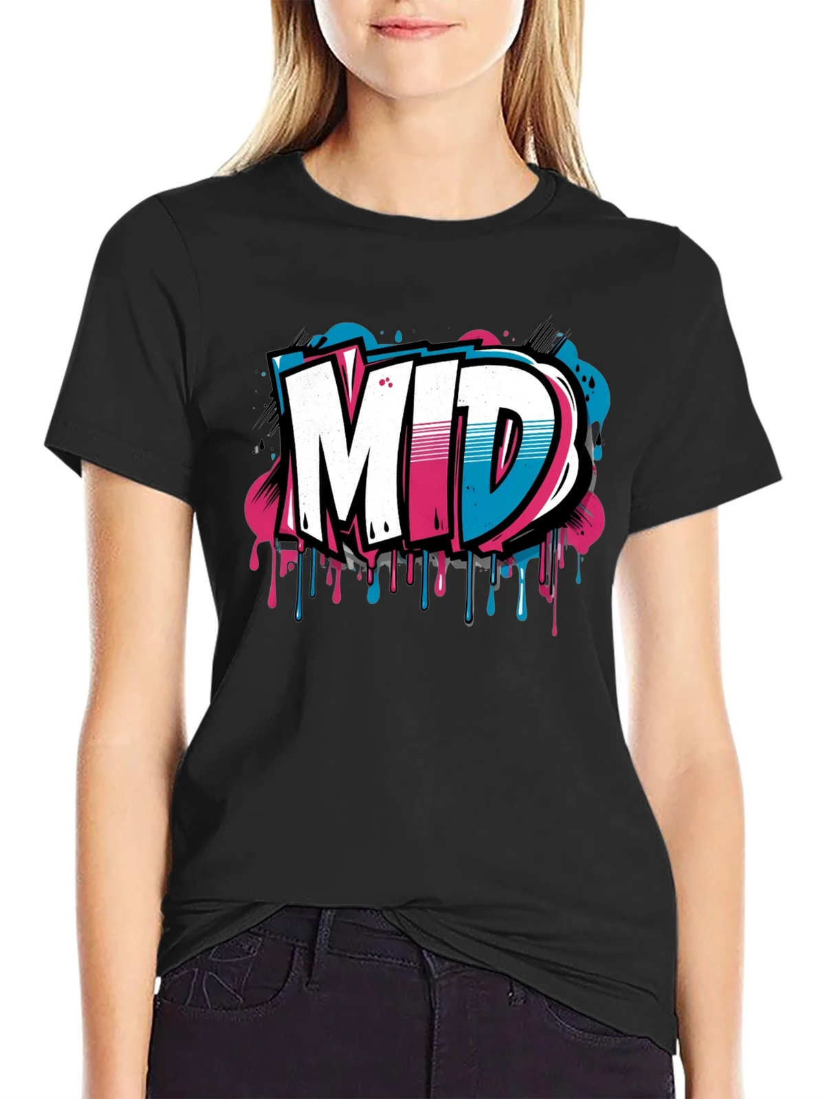 Mens Black Graphic T-Shirt - MID Graffiti Design product image 2